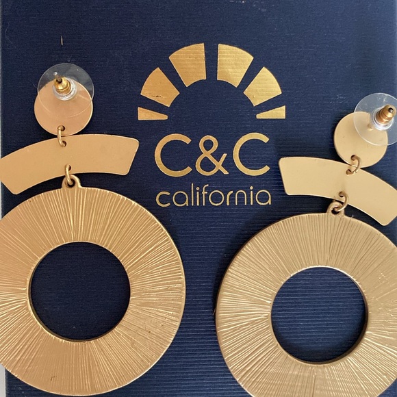 C&C California Leopard Print Drop Earrings NWT Cowhide Gold Tone Animal Print - Picture 3 of 6